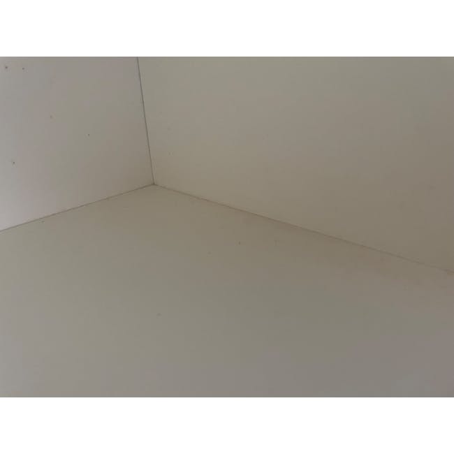 (As-is) Aalto TV Cabinet 1.6m - White, Natural - 15 - 41 - Corner of a room with plain white walls, Minimalist interior