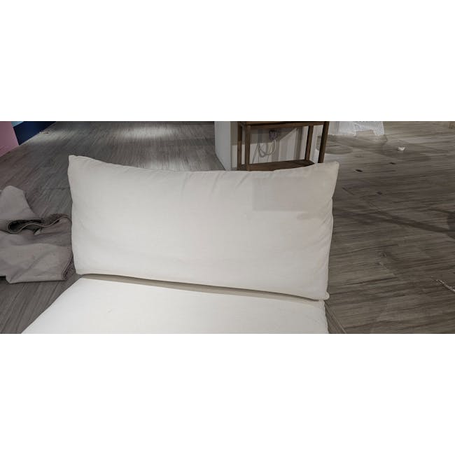 (As-is) Russell Armless Unit - Oat (Eco Clean Fabric) - 7 - White cushion, wooden floor, minimalist design, soft texture
