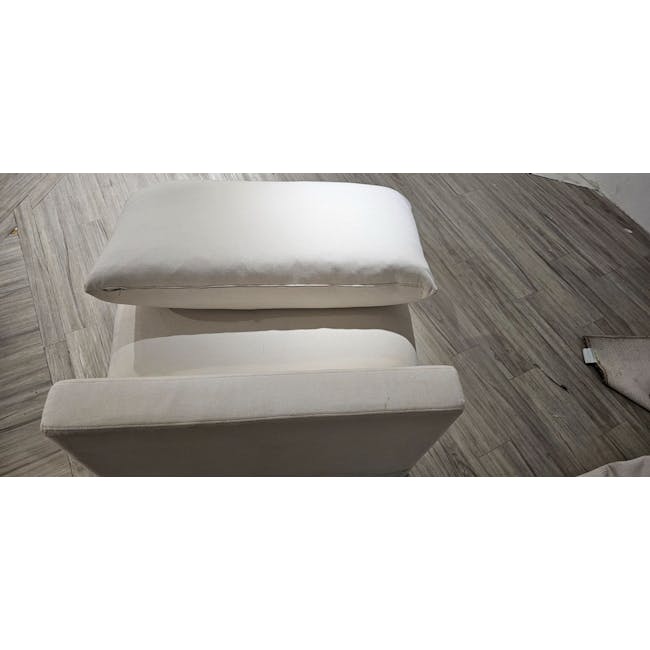 (As-is) Russell Armless Unit - Oat (Eco Clean Fabric) - 9 - Modern minimalist sofa, light beige upholstery, clean and simple