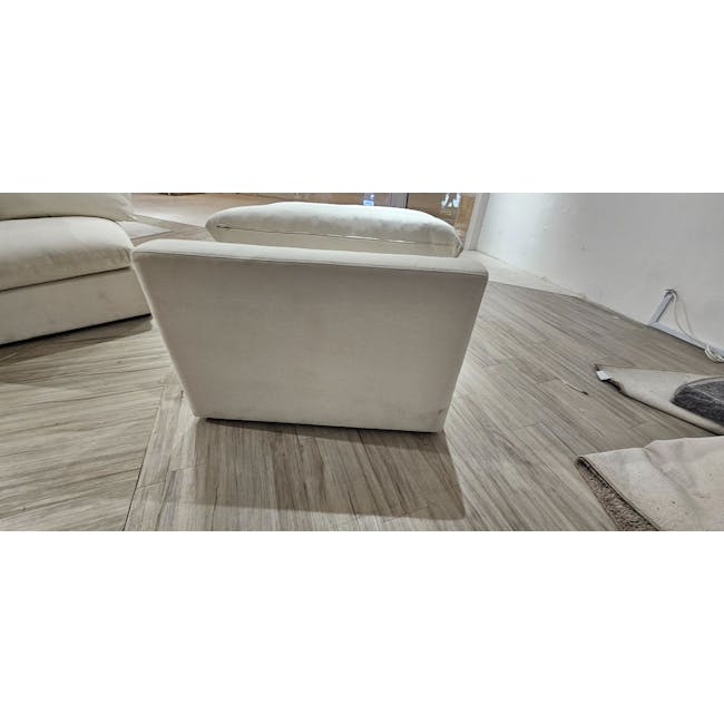 (As-is) Russell Armless Unit - Oat (Eco Clean Fabric) - 11 - Lime green sofa, light wood flooring, modern design, neutral