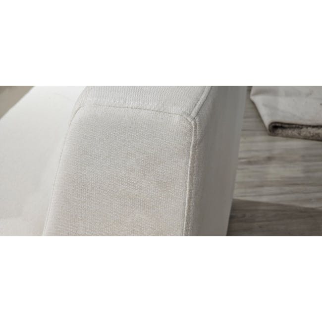 (As-is) Russell Armless Unit - Oat (Eco Clean Fabric) - 14 - White fabric sofa, textured upholstery, soft lighting