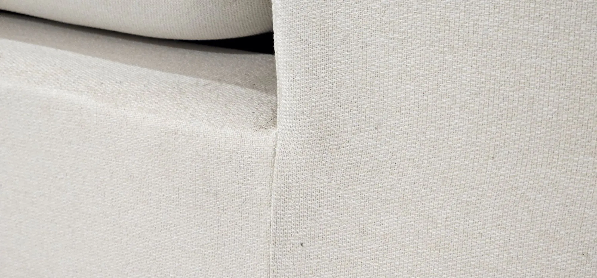 (As-is) Russell Armless Unit - Oat (Eco Clean Fabric) - 16 - Burlap fabric texture, woven pattern, natural fibers, coarse