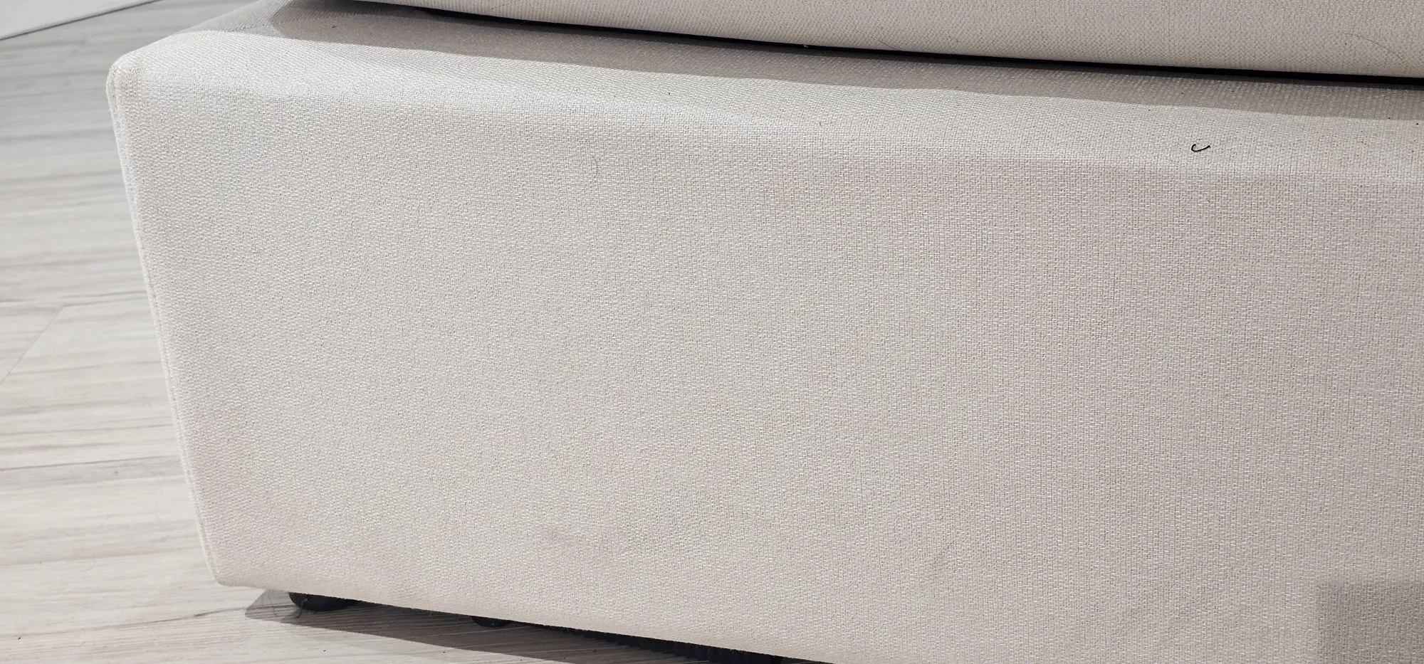 (As-is) Russell Armless Unit - Oat (Eco Clean Fabric) - 17 - Light beige fabric sofa, clean and simple design, textured