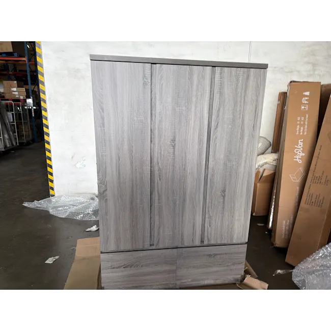 (As-is) Firoh 3 Door Wardrobe with 2 Drawers - Grey Ash - 2