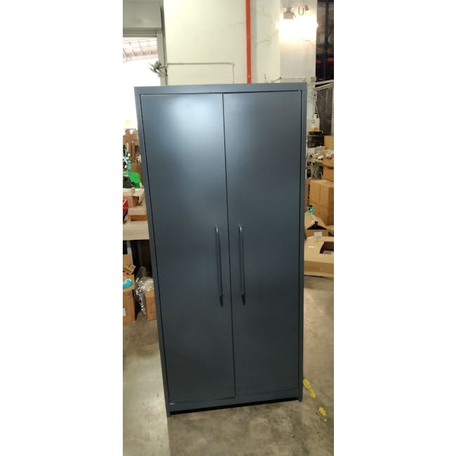 (As-is) Penjo 2 Door Metal Wardrobe with Shelf - Dark Grey - 1
