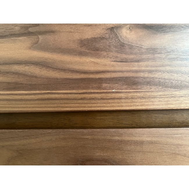 (As-is) Herta Tall Sideboard 1.2m - Walnut - 1 - 14 - Wooden surface with visible grain patterns, natural wood color, smooth