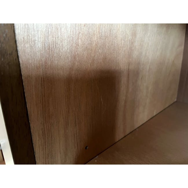 (As-is) Herta Tall Sideboard 1.2m - Walnut - 1 - 29 - Wooden surface, close-up view, natural grain, polished finish, wood